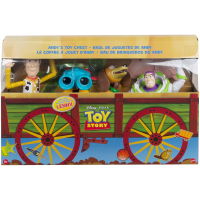 Toy Story Baú de Brinquedos do Andy Conjunto de 4 Figuras de Ação Woody Binóculos Lenny Cachorro Slinky e Buzz Lightyear Mattel