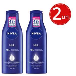 Kit Loção Nivea Body Milk Hidratante 200ml Pele Seca Extrasseca - 2 Unid