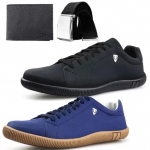 Kit 2 Pares Sapatenis Dhl SW Masculino Preto + Azul + Cinto + Carteira – Dhl Calçados