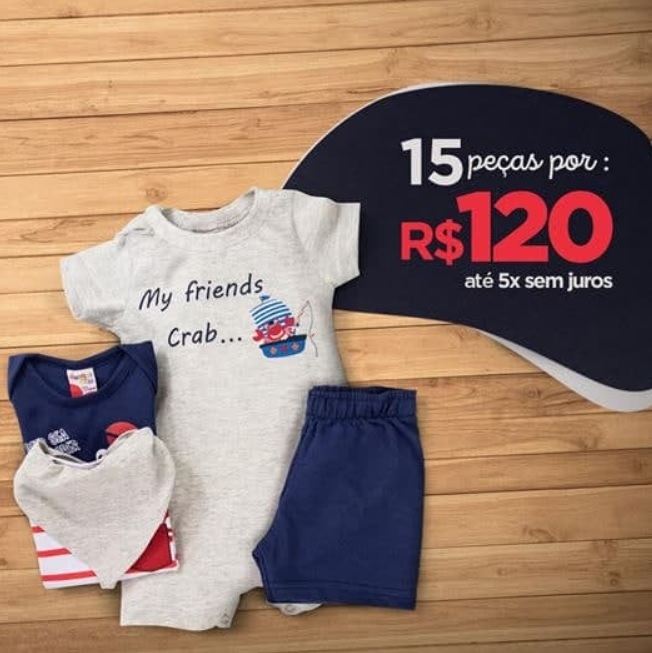 3 Kits com 5 peças cada. Total 15 peças infantil do link