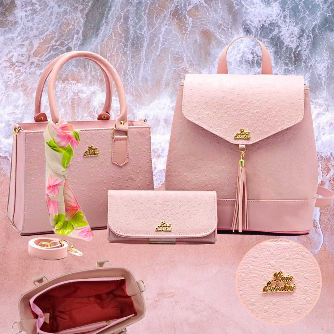 Kit De Bolsa Feminina com lenço + Mochila + Carteira – Livia Sabatini