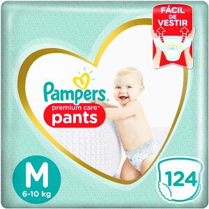 Fralda Pampers Pants Premium Care M 124 unidades