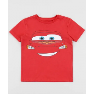 Camiseta Infantil Relâmpago McQueen Carros Manga Curta Gola Careca Vermelha