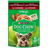 2 Unidades Ração Úmida para Cachorro Adulto Sachê - Dog Chow ExtraLife Cordeiro 100g