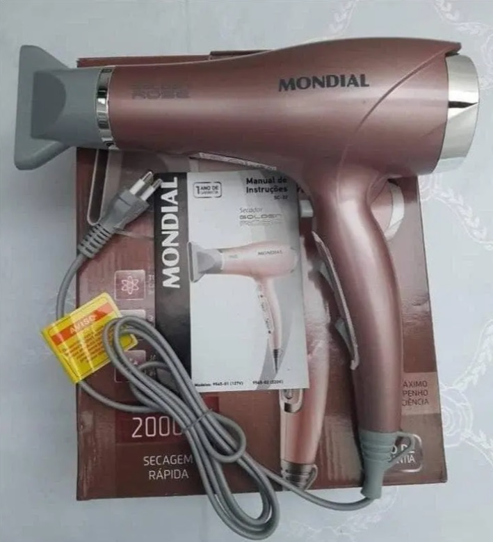 Secador de Cabelos Mondial Golden Rose SC-32 com Emissão de Íons Tourmaline Rosa 2000W