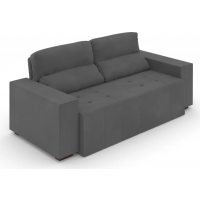 Sofá De 3 Lugares Extensível Novo Dubai De Suede Grafite 220cm na Etna