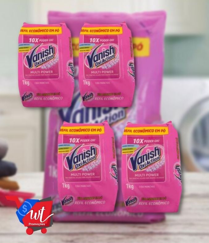 Kit Tira Manchas Vanish Oxi Action – Multi Power em Pó Refil 1Kg 4 Unidades