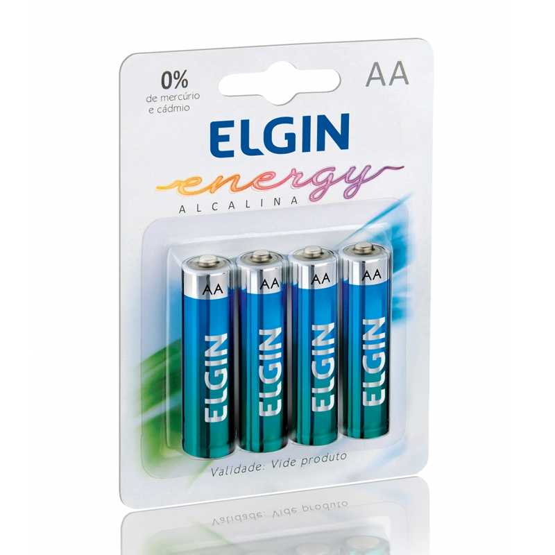 Kit Pilhas Alcalinas com 4X AA, Elgin, Baterias