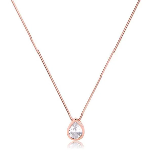 Colar com Pingente de Gota de Zircônia Folheado em Ouro Rosé