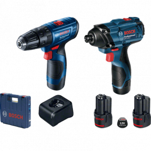Kit Chave de Impacto e Furadeira GDR 120 GSB 120 c/ 2 Bateris e Carregador Bivolt Bosch