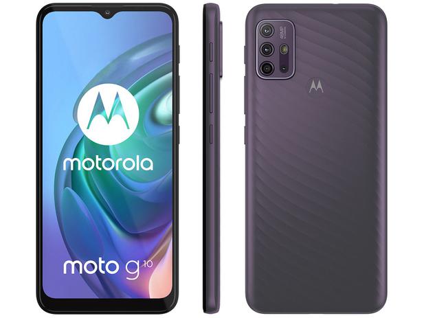 Smartphone Motorola Moto G10 64GB Branco Floral – 4G 4GB RAM Tela 6,5” Câm. Quádrupla + Selfie 8MP