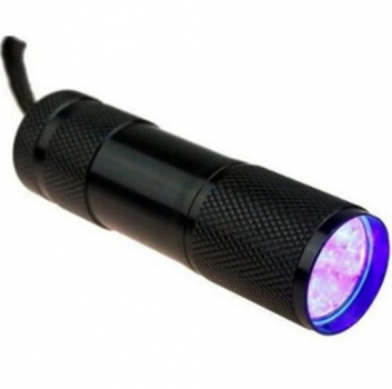 Lanterna 9 Leds UV Luz Negra Ultra Violeta de Aluminio Preto. Caça Escorpiao, Detecta Nota Falsa e cartão, caça vazamento, vidro quebrado, seca esmalte, tinta e cola, Camping, Carrega Slime
