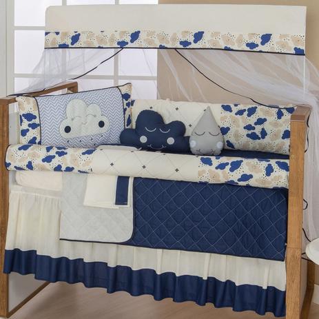 Enxoval De Bebe Kit Berço Americano Nuvem 10pçs Menino Azul – Celia Bordados