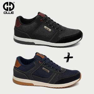 Kit 2 Tênis Jogging Ollie Masculino Kuper Conforto Preto e Azul Marinho