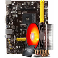 Kit Upgrade Placa Mãe Biostar A320MH DDR4 AMD AM4 + Processador AMD Ryzen 3 PRO 3200GE 3.3GHz + Cooler