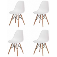 Conjunto com 4 Cadeiras Charles Eames Eiffel Branca - Travelmax