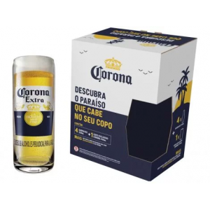 Kit Cerveja Corona Lager 4 Unidades 330ml com Copo
