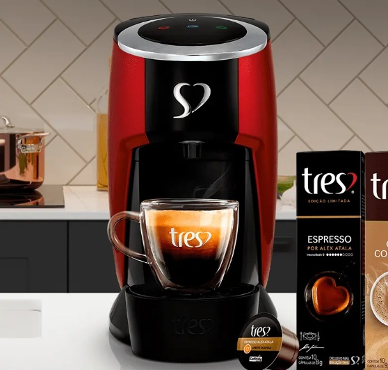Cafeteira Espresso TRES Touch Automática Multibebidas – Vermelha