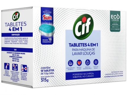 Detergente Tablete Lava-Louças Cif – Tabletes 4 em 1 315g