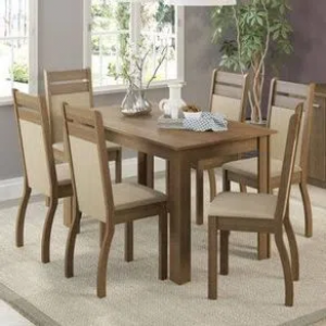 Conjunto Sala de Jantar Madesa Jessy Mesa Tampo de Madeira com 6 Cadeiras