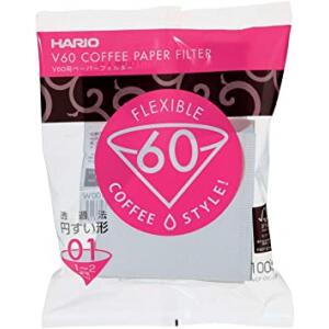 Filtro de Papel para Coador de Café V60 Tamanho 01 Hario Branco - 100 Unidades