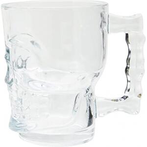 Caneca para Chopp e Cerveja de Vidro Caveira Rock Style Lyor Transparente 510ml