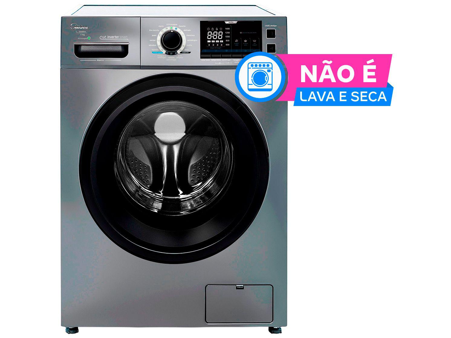 Lavadora de Roupas Midea Storm Wash LFA11X1 – Inverter 11kg Cesto Inox 16 Programas de Lavagem
