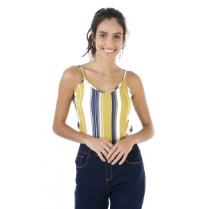 Regata Listrada Amarela e Azul-Marinho - Feminino