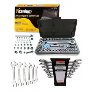 Jogo de Ferramentas 46 Peças com Soquetes + Kit Chave Combinada - Starfer