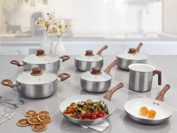 Jogo de Panelas Casambiente de Alumínio Prata – 8 Peças – New York