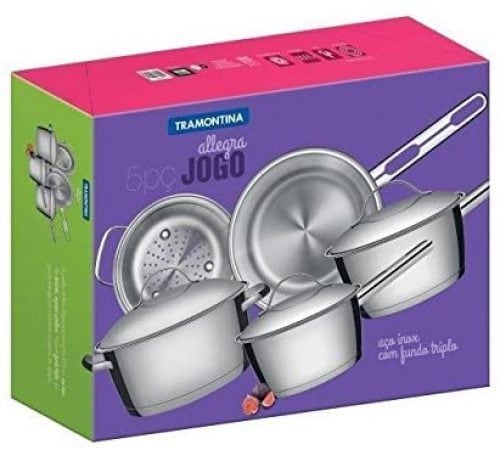 Jogo de Panelas com Fundo Triplo 5 Peças Tramontina Inox