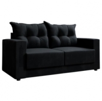 Sofá 3 Lugares Lubeck Suede Preto 180 Cm