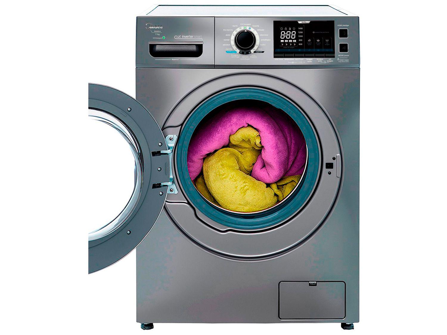 Lavadora de Roupas Midea Storm Wash LFA11X1 – Inverter 11kg Cesto Inox 16 Programas de Lavagem