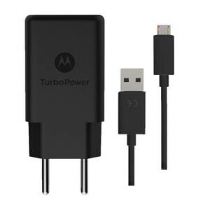 Carregador de Tomada Motorola Turbo Power 1 Porta USB Cabo Micro USB-USB Preto - SJSC57WS1