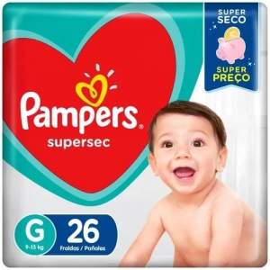 Kit com 4 Fraldas Pampers Supersec Pacotão G - 104 Unidades