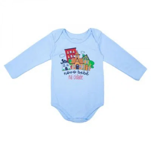 Body Manga Longa Frases Bebê na Cidade - 100% Algodão