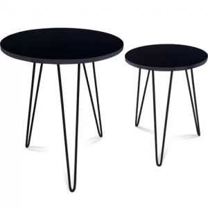 Jogo Mesa De Canto Hairpin Leg Madeira Dupla Lateral Decor - Genus Móveis