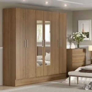 Guarda-Roupa Casal Madesa Vip 6 Portas Batentes com Espelho Rustic