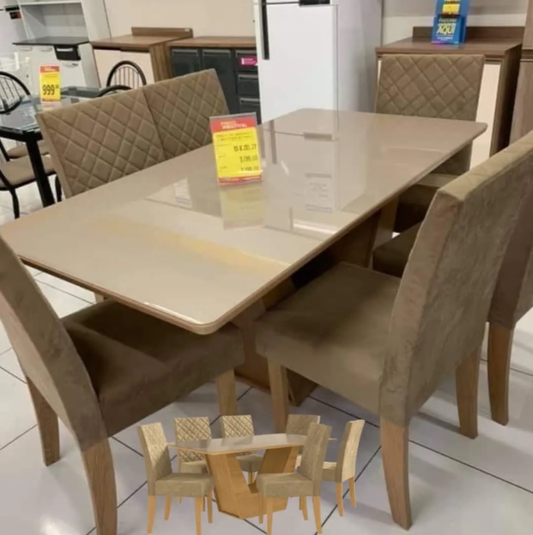Mesa de Jantar 6 Cadeiras Retangular Kappesberg – Veneza