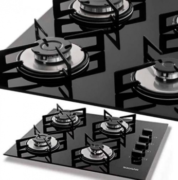 CookTop à gás 4 bocas vidro preto Suggar