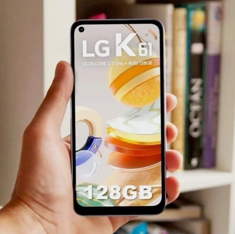 Smartphone LG K61 ,128GB, RAM de 4GB, Tela de 6,55″ HD+ 19.5:9, Inteligência Artificial,Câmera Quádrupla e Processador Octa-Core 2.3, Titanium