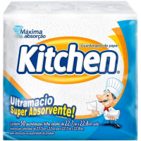 3 Pacotes Guardanapos de Papel Kitchen Folha Simples - 10 Unidades Cada (Total de 30 Unidades)