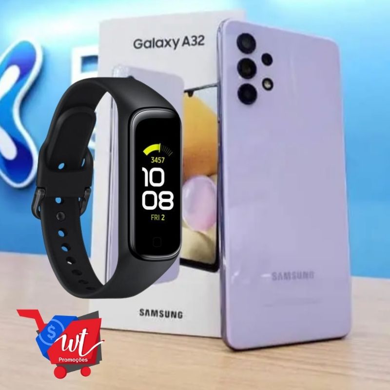 Smartphone Samsung Galaxy A32 128GB Branco 4G – 4GB RAM + Smartband Galaxy Fit2 Preto