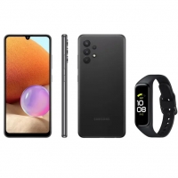 Smartphone Samsung Galaxy A32 128GB Preto 4G - 4GB RAM + Smartband Galaxy Fit2 Preto