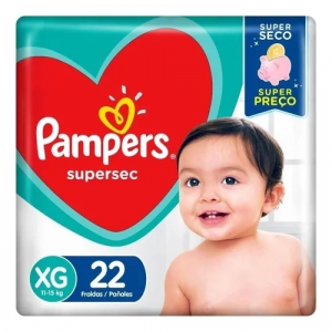 Kit com 4 Fraldas Pampers Supersec Pacotão XG - 88 Unidades