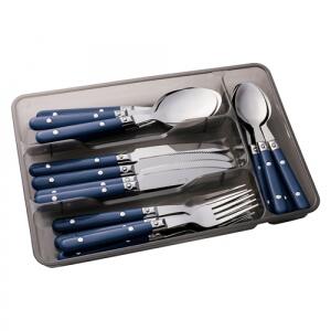 Conjunto De Talheres Euro Home 16 Peças Porta Talheres Azul