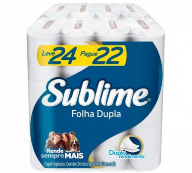 Papel Higiênico Sublime Folha Dupla, 24 Rolos