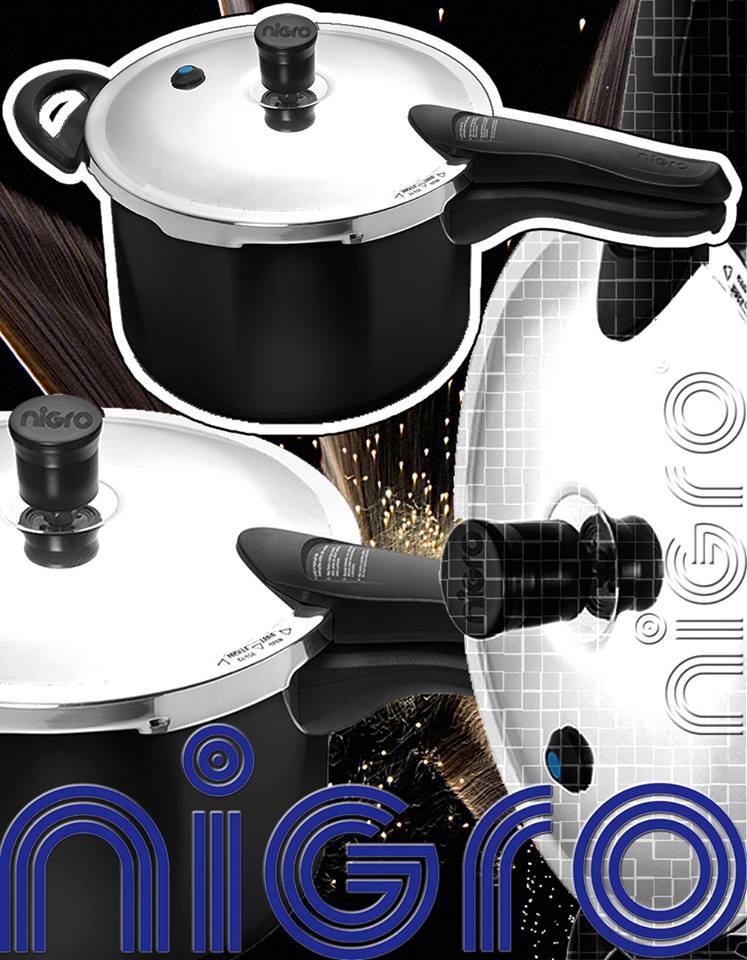 Panela de Pressão Nigro Press em Alumínio com Revestimento Antiaderente Preta – 4,5 L