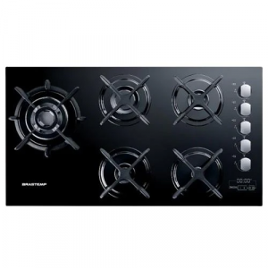 Cooktop a Gás Brastemp 5 Bocas Preto Quadrichama e Timer Touch Bivolt BDT86AE