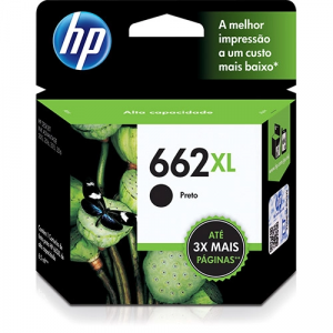 Cartucho de Tinta HP 662 XL Alto Rendimento Preto CZ105AB HP